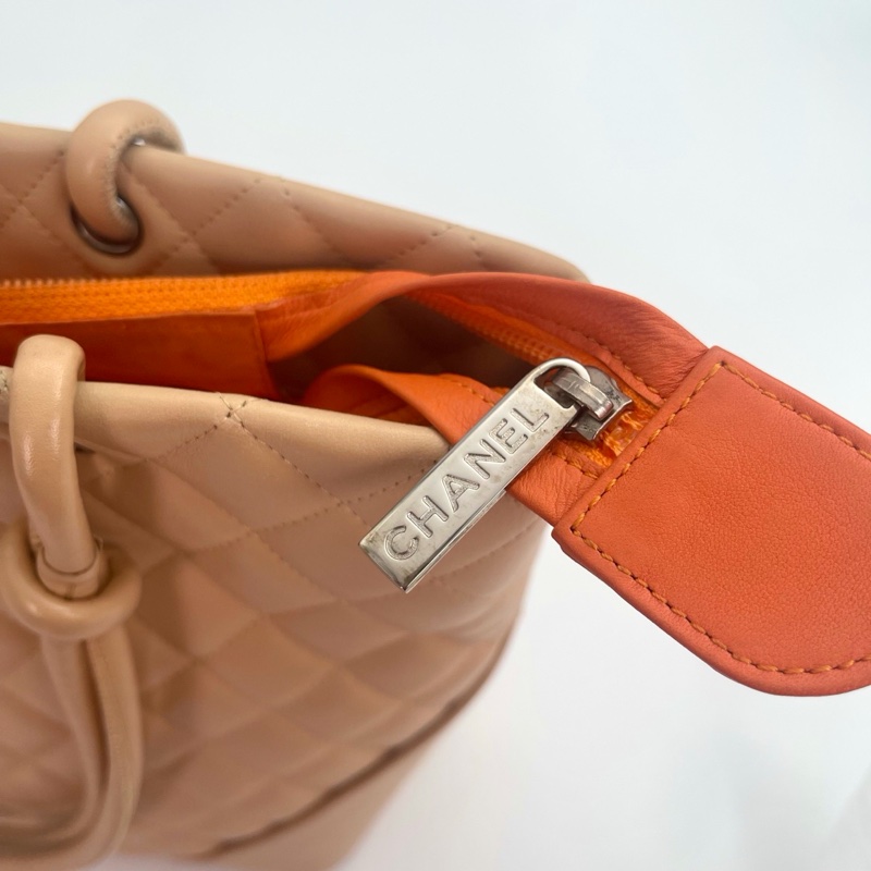 「JL 精品代購」 香奈兒奶茶色康鵬菜籃子小號-14