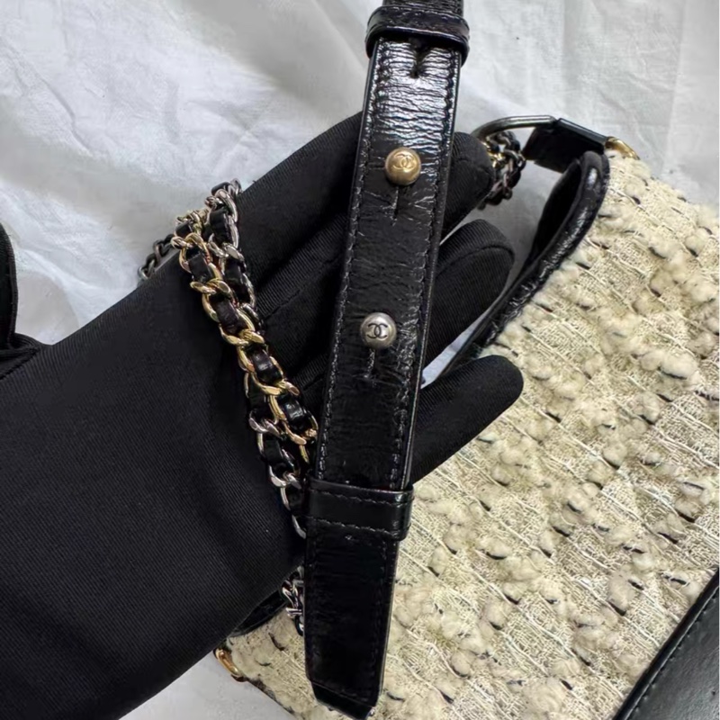 【95%新 ✨ 全網最低價！檢漏價！】Chanel 流浪包小號 黑白毛呢仙氣飄飄-4