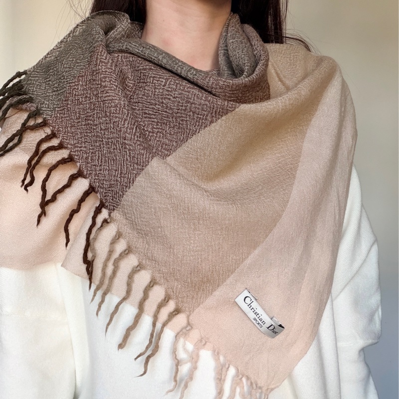 Christian Dior Sports 薄圍巾 四季可用 棉麻材質 淺棕色-0