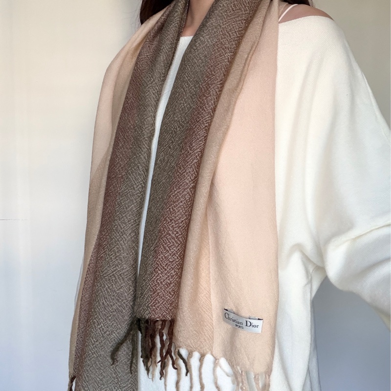 Christian Dior Sports 薄圍巾 四季可用 棉麻材質 淺棕色-1