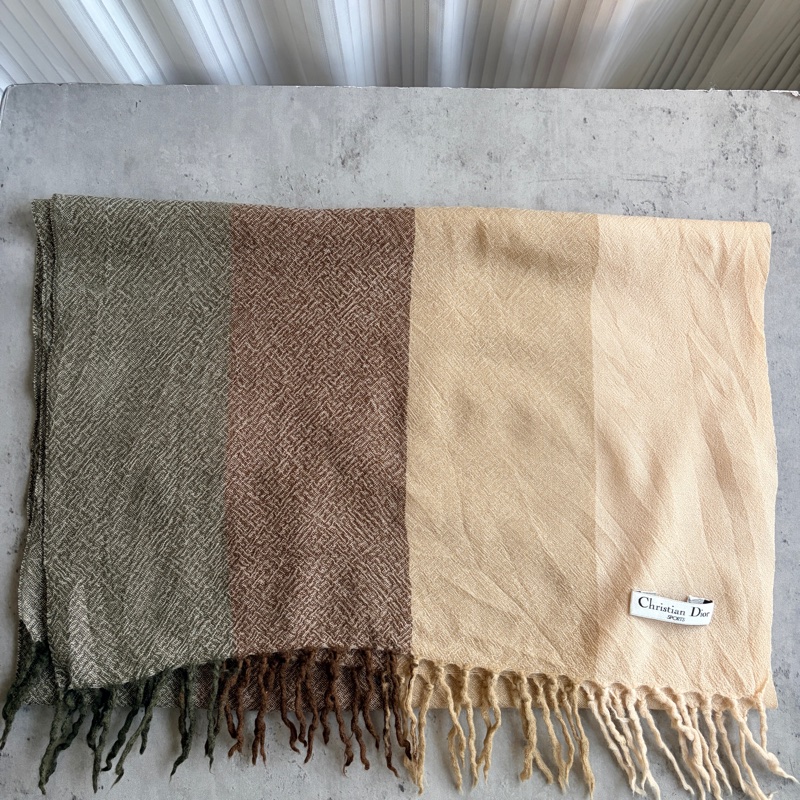 Christian Dior Sports 薄圍巾 四季可用 棉麻材質 淺棕色-5