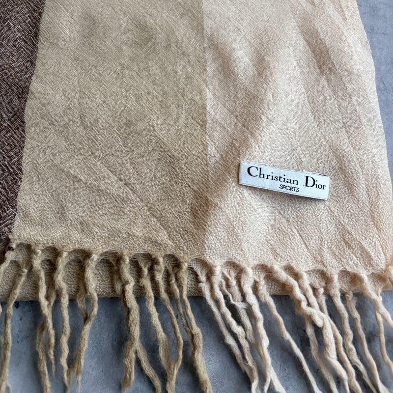Christian Dior Sports 薄圍巾 四季可用 棉麻材質 淺棕色-6