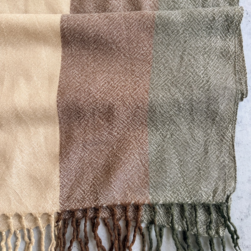 Christian Dior Sports 薄圍巾 四季可用 棉麻材質 淺棕色-12