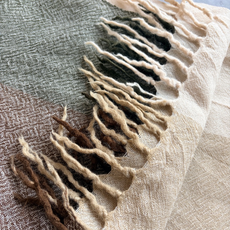 Christian Dior Sports 薄圍巾 四季可用 棉麻材質 淺棕色-15