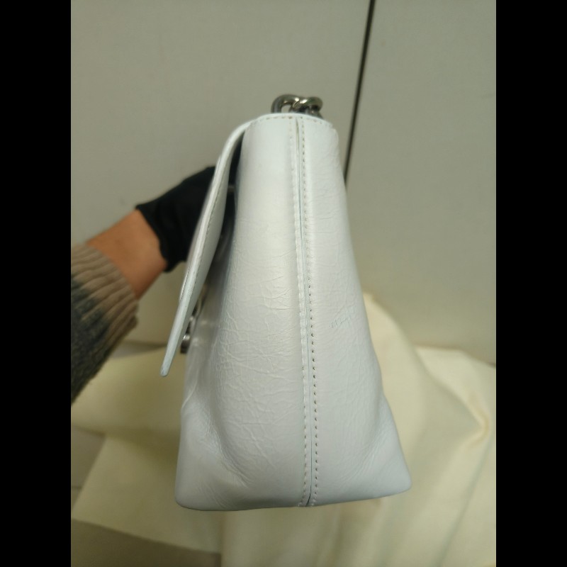 ‼️年前限時特賣‼️(原28800)至1/25⏰【8成新】㊣✨BALENCIAGA✨巴黎世家 白色 沙漏包 牛皮 鎖鏈 背帶 肩背包 腋下包 鏈條包/二手包/二手精品/保證正品🌳二手樹屋🌳-2