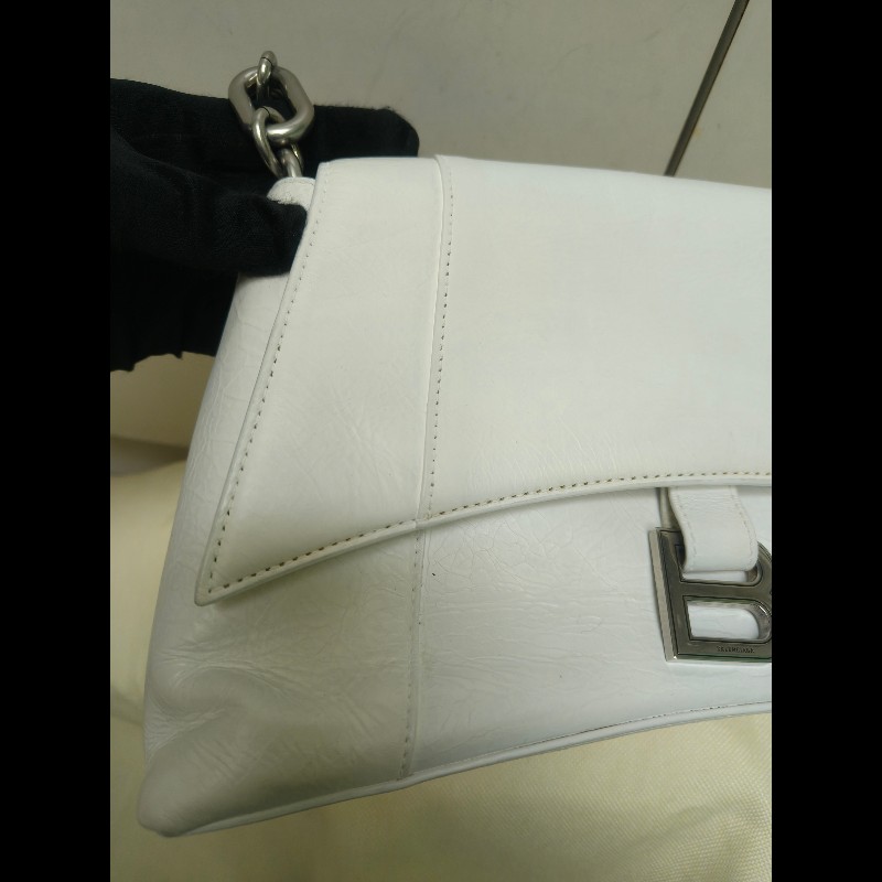 ‼️年前限時特賣‼️(原28800)至1/25⏰【8成新】㊣✨BALENCIAGA✨巴黎世家 白色 沙漏包 牛皮 鎖鏈 背帶 肩背包 腋下包 鏈條包/二手包/二手精品/保證正品🌳二手樹屋🌳-11