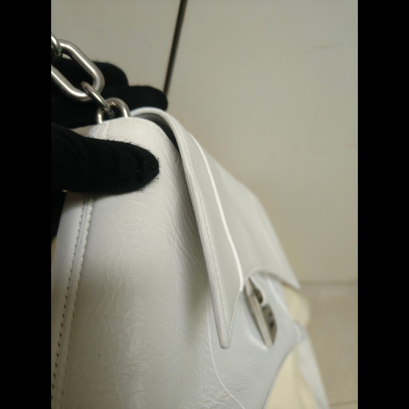 ‼️年前限時特賣‼️(原28800)至1/25⏰【8成新】㊣✨BALENCIAGA✨巴黎世家 白色 沙漏包 牛皮 鎖鏈 背帶 肩背包 腋下包 鏈條包/二手包/二手精品/保證正品🌳二手樹屋🌳-13