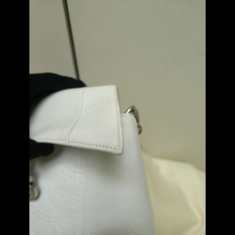 ‼️年前限時特賣‼️(原28800)至1/25⏰【8成新】㊣✨BALENCIAGA✨巴黎世家 白色 沙漏包 牛皮 鎖鏈 背帶 肩背包 腋下包 鏈條包/二手包/二手精品/保證正品🌳二手樹屋🌳-16