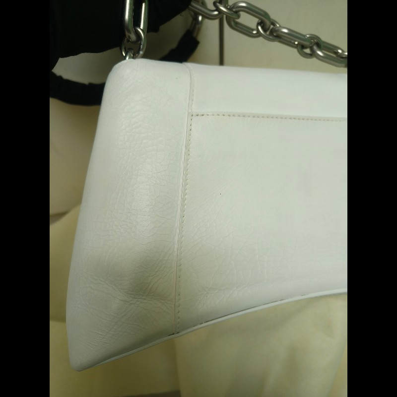 ‼️年前限時特賣‼️(原28800)至1/25⏰【8成新】㊣✨BALENCIAGA✨巴黎世家 白色 沙漏包 牛皮 鎖鏈 背帶 肩背包 腋下包 鏈條包/二手包/二手精品/保證正品🌳二手樹屋🌳-20