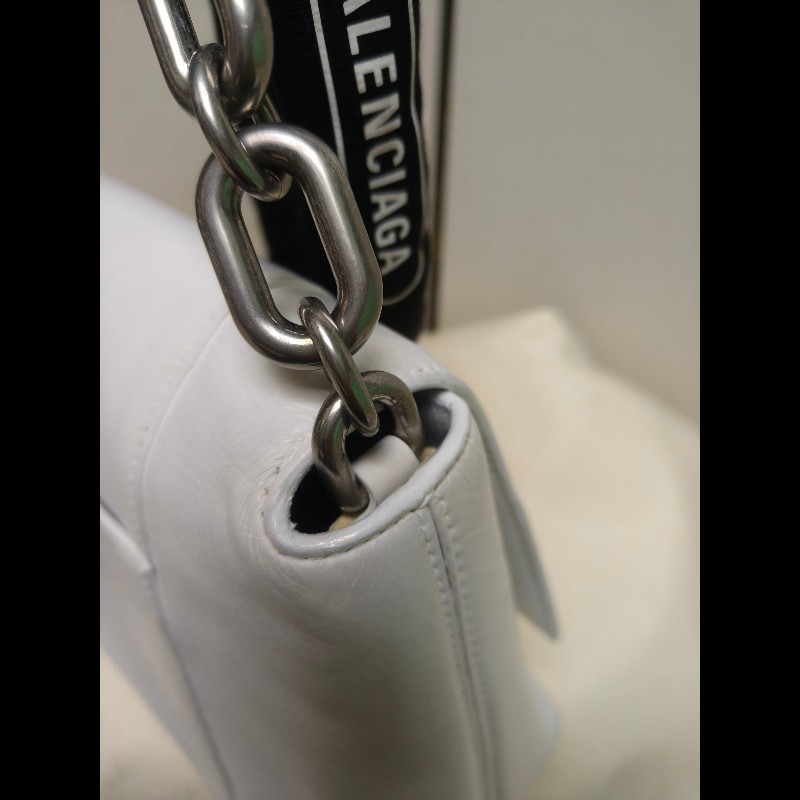 ‼️年前限時特賣‼️(原28800)至1/25⏰【8成新】㊣✨BALENCIAGA✨巴黎世家 白色 沙漏包 牛皮 鎖鏈 背帶 肩背包 腋下包 鏈條包/二手包/二手精品/保證正品🌳二手樹屋🌳-24