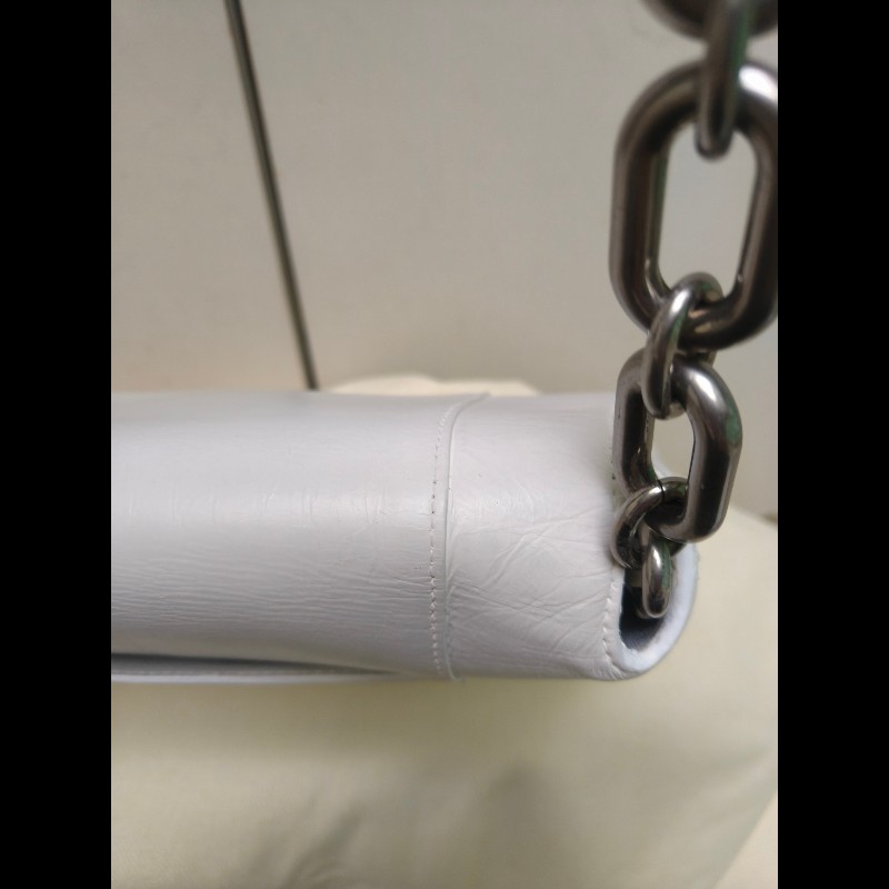 ‼️年前限時特賣‼️(原28800)至1/25⏰【8成新】㊣✨BALENCIAGA✨巴黎世家 白色 沙漏包 牛皮 鎖鏈 背帶 肩背包 腋下包 鏈條包/二手包/二手精品/保證正品🌳二手樹屋🌳-31