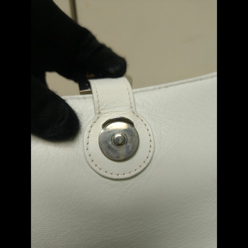 ‼️年前限時特賣‼️(原28800)至1/25⏰【8成新】㊣✨BALENCIAGA✨巴黎世家 白色 沙漏包 牛皮 鎖鏈 背帶 肩背包 腋下包 鏈條包/二手包/二手精品/保證正品🌳二手樹屋🌳-35