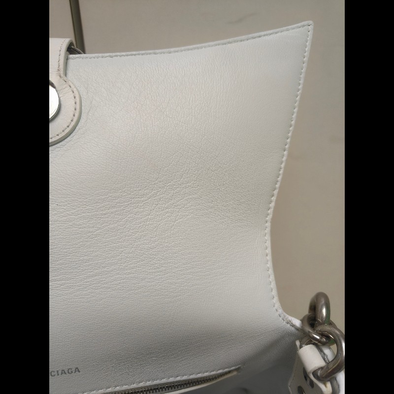 ‼️年前限時特賣‼️(原28800)至1/25⏰【8成新】㊣✨BALENCIAGA✨巴黎世家 白色 沙漏包 牛皮 鎖鏈 背帶 肩背包 腋下包 鏈條包/二手包/二手精品/保證正品🌳二手樹屋🌳-38