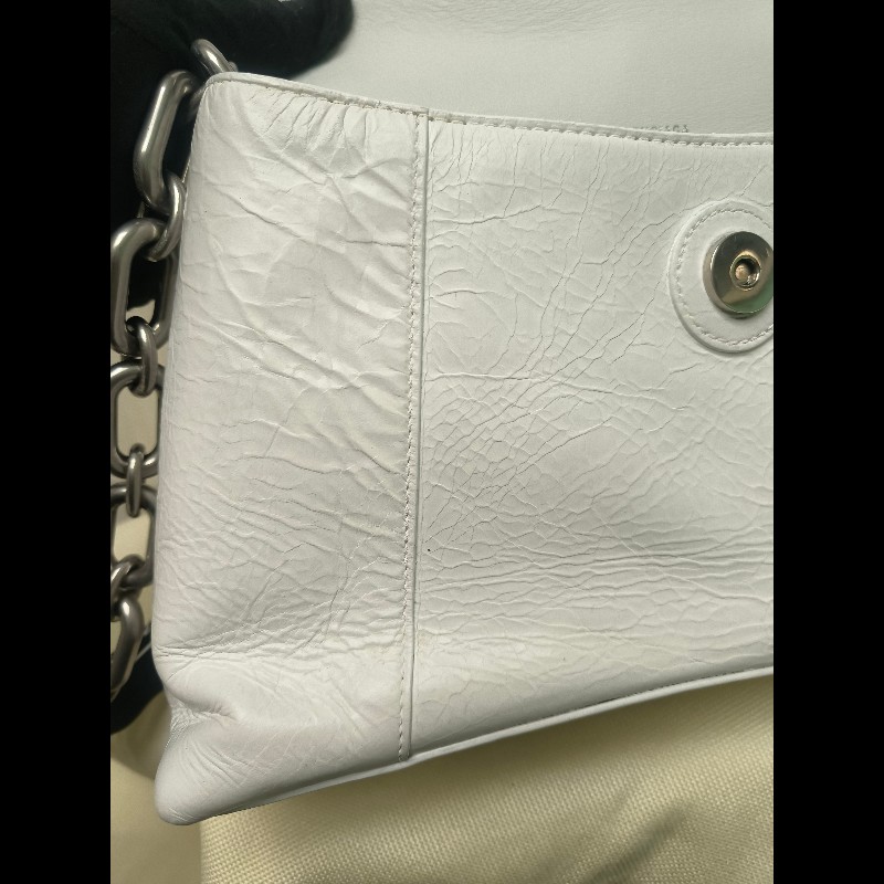 ‼️年前限時特賣‼️(原28800)至1/25⏰【8成新】㊣✨BALENCIAGA✨巴黎世家 白色 沙漏包 牛皮 鎖鏈 背帶 肩背包 腋下包 鏈條包/二手包/二手精品/保證正品🌳二手樹屋🌳-39