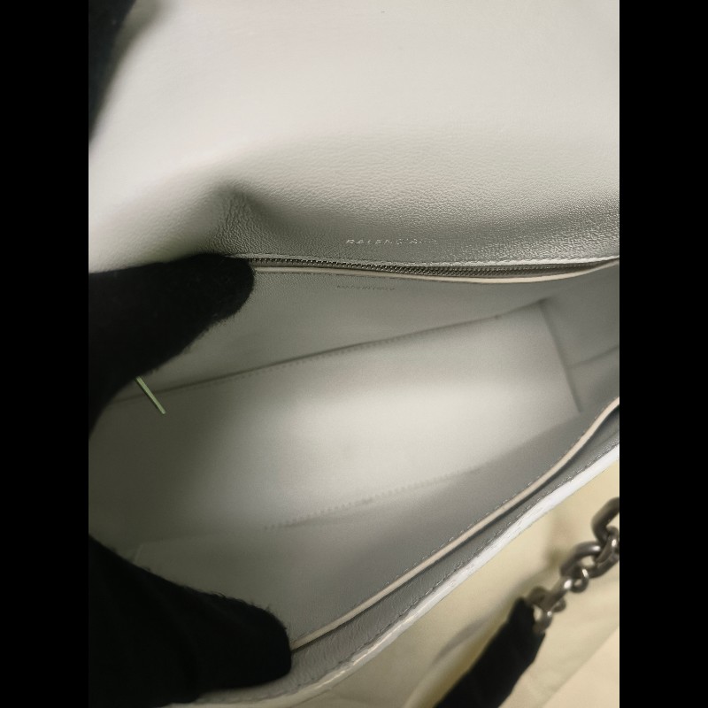 ‼️年前限時特賣‼️(原28800)至1/25⏰【8成新】㊣✨BALENCIAGA✨巴黎世家 白色 沙漏包 牛皮 鎖鏈 背帶 肩背包 腋下包 鏈條包/二手包/二手精品/保證正品🌳二手樹屋🌳-43