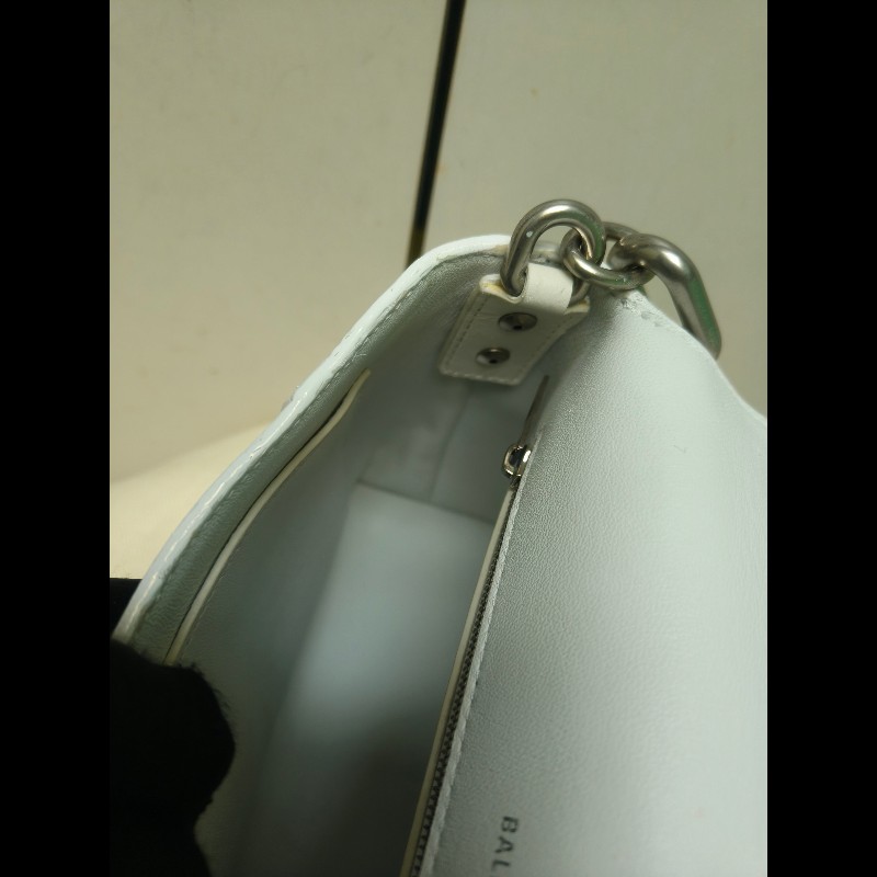 ‼️年前限時特賣‼️(原28800)至1/25⏰【8成新】㊣✨BALENCIAGA✨巴黎世家 白色 沙漏包 牛皮 鎖鏈 背帶 肩背包 腋下包 鏈條包/二手包/二手精品/保證正品🌳二手樹屋🌳-50