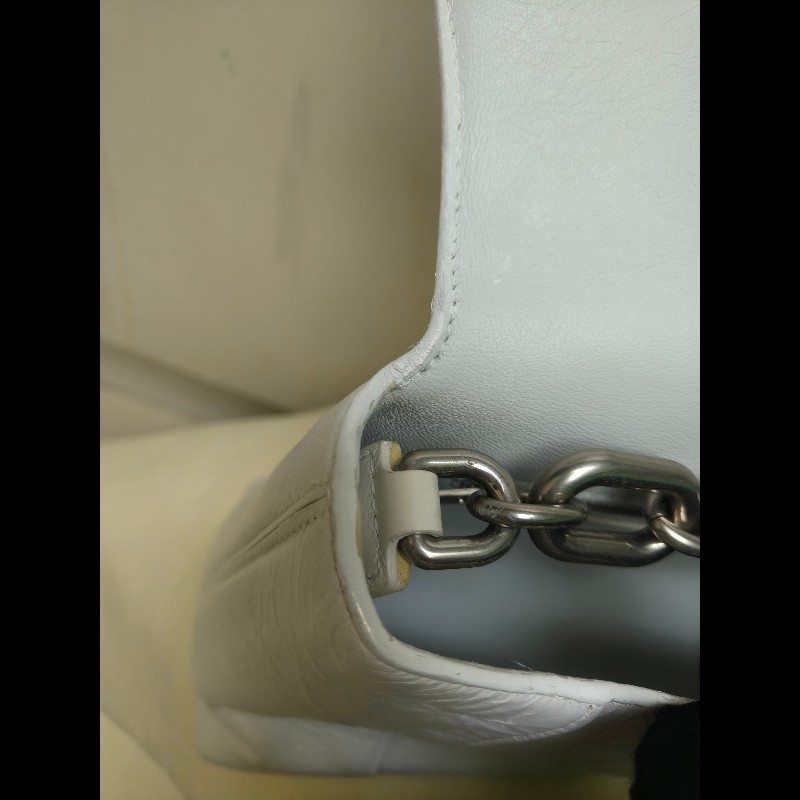 ‼️年前限時特賣‼️(原28800)至1/25⏰【8成新】㊣✨BALENCIAGA✨巴黎世家 白色 沙漏包 牛皮 鎖鏈 背帶 肩背包 腋下包 鏈條包/二手包/二手精品/保證正品🌳二手樹屋🌳-56