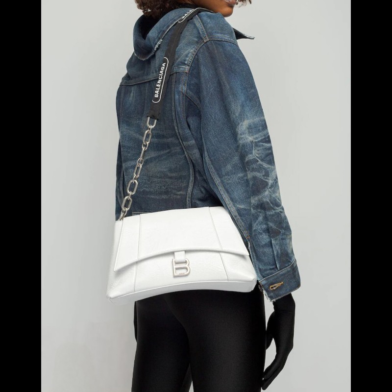 ‼️年前限時特賣‼️(原28800)至1/25⏰【8成新】㊣✨BALENCIAGA✨巴黎世家 白色 沙漏包 牛皮 鎖鏈 背帶 肩背包 腋下包 鏈條包/二手包/二手精品/保證正品🌳二手樹屋🌳-58