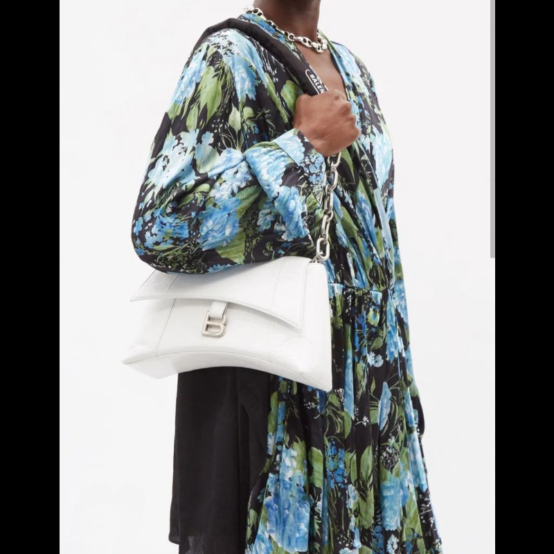 ‼️年前限時特賣‼️(原28800)至1/25⏰【8成新】㊣✨BALENCIAGA✨巴黎世家 白色 沙漏包 牛皮 鎖鏈 背帶 肩背包 腋下包 鏈條包/二手包/二手精品/保證正品🌳二手樹屋🌳-60