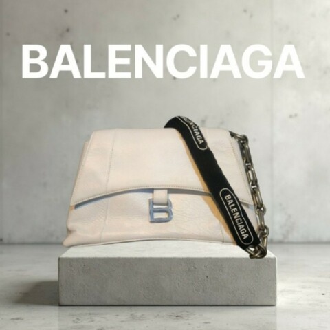 【8成新】㊣✨BALENCIAGA✨巴黎世家（贈內膽） 白色 沙漏包 牛皮 鎖鏈 背帶 肩背包 腋下包 鏈條包/二手包/二手精品/保證正品🌳二手樹屋🌳