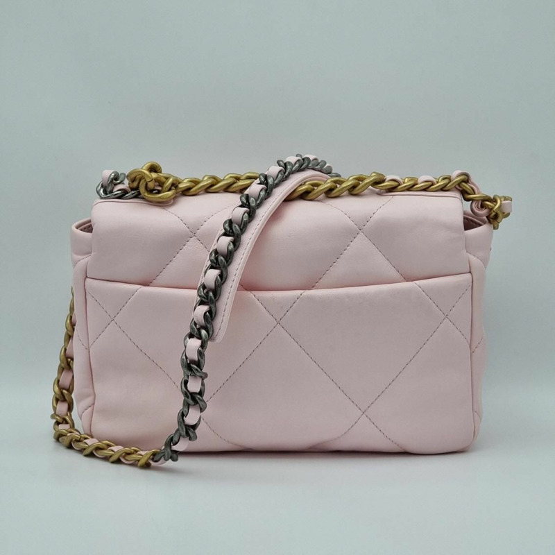 【包稅】CHANEL 香奈兒 19 中型粉紅單肩包-2