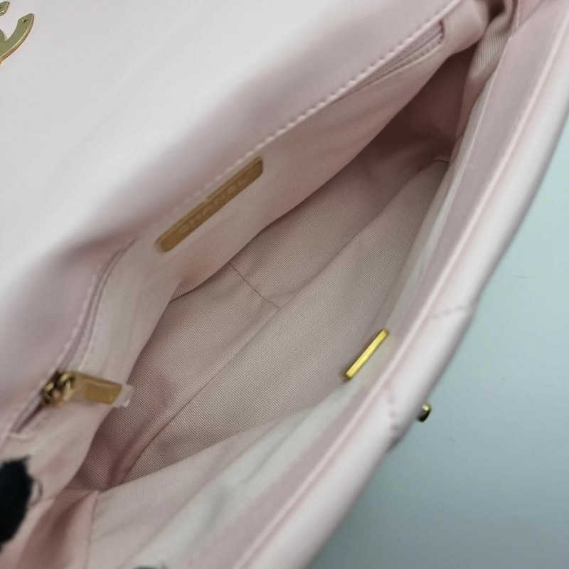 【包稅】CHANEL 香奈兒 19 中型粉紅單肩包-5