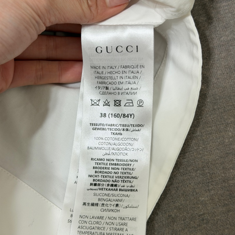 Gucci 壓花棉府綢襯衫-7