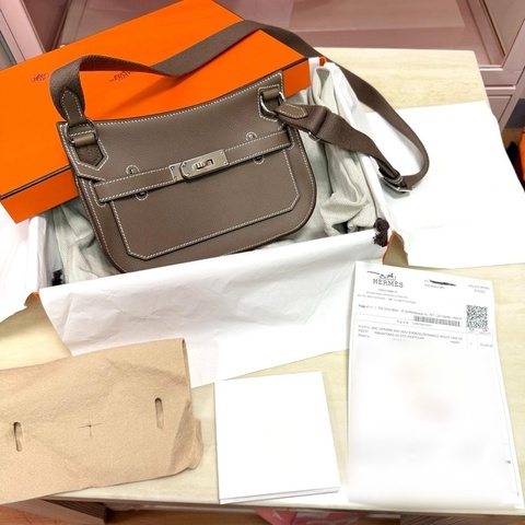 Hermes mini jypsiere 18大象灰銀釦 evercolor皮 W刻