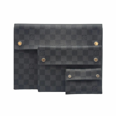 LOUIS VUITTON Damier Alpha 三重手袋手拿包
