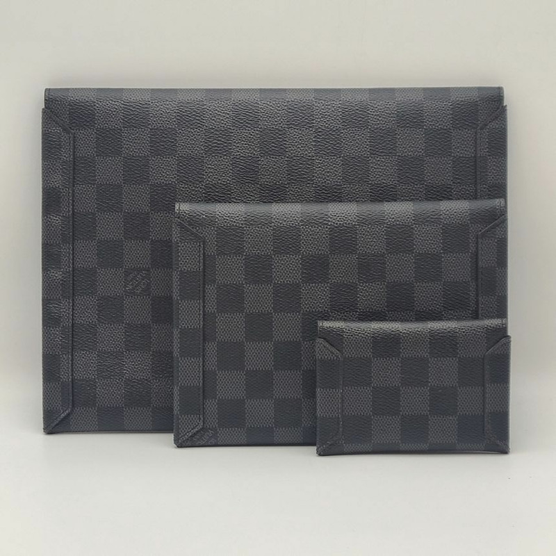 【包稅】LOUIS VUITTON Damier Alpha 三重手袋手拿包-5