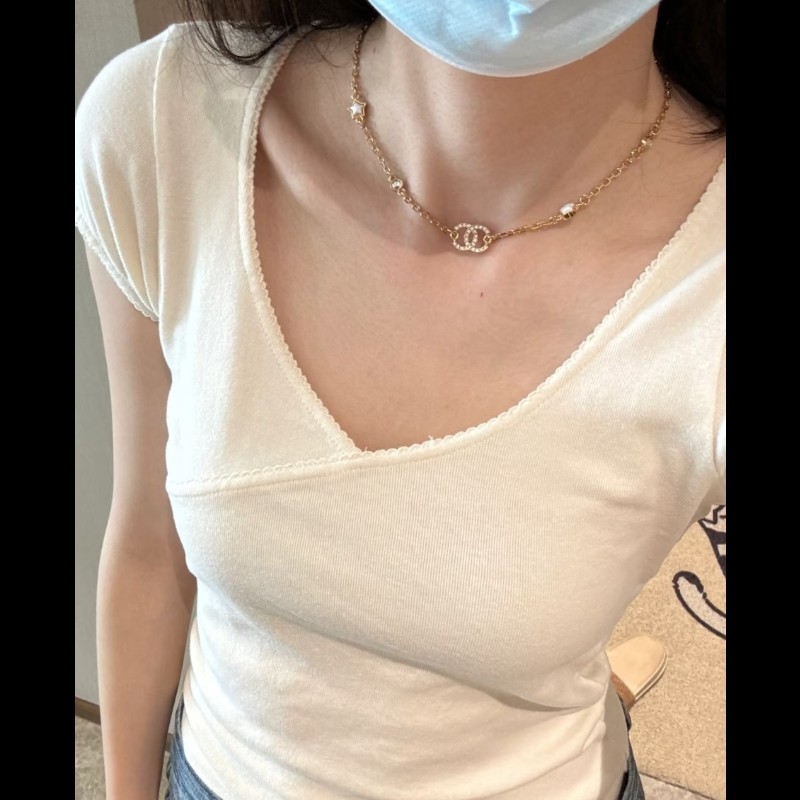 Chanel 香奈兒 經典雙C 滿鑽星星 垂墜晶鑽 鎖骨鍊 項鍊-3