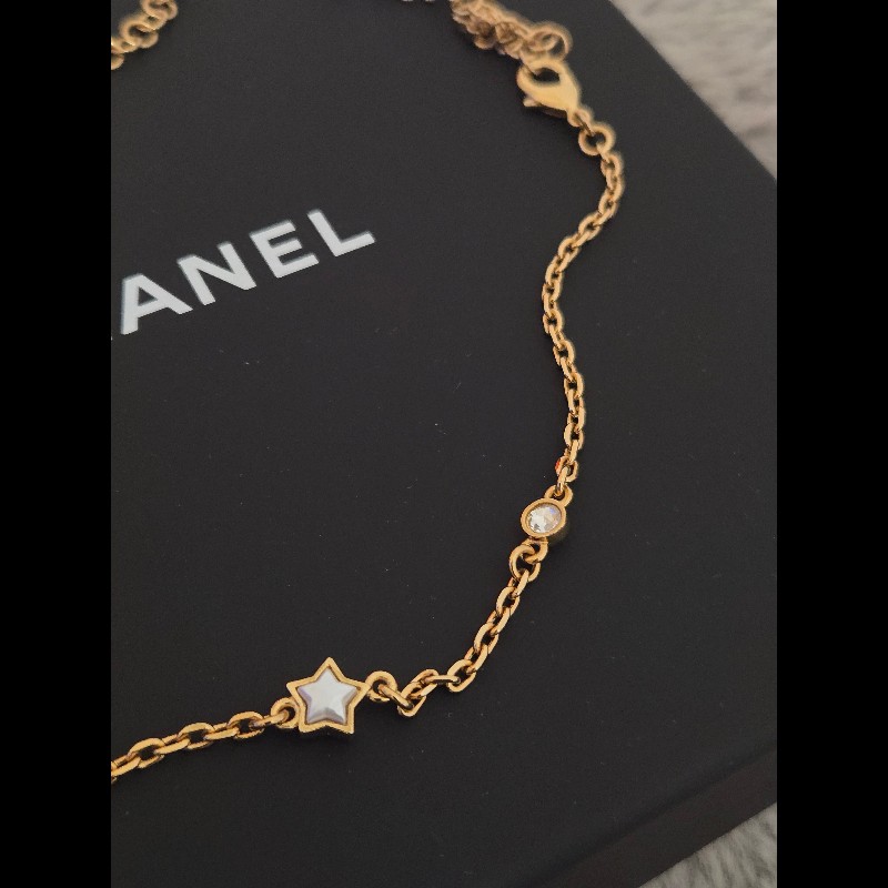 Chanel 香奈兒 經典雙C 滿鑽星星 垂墜晶鑽 鎖骨鍊 項鍊-6