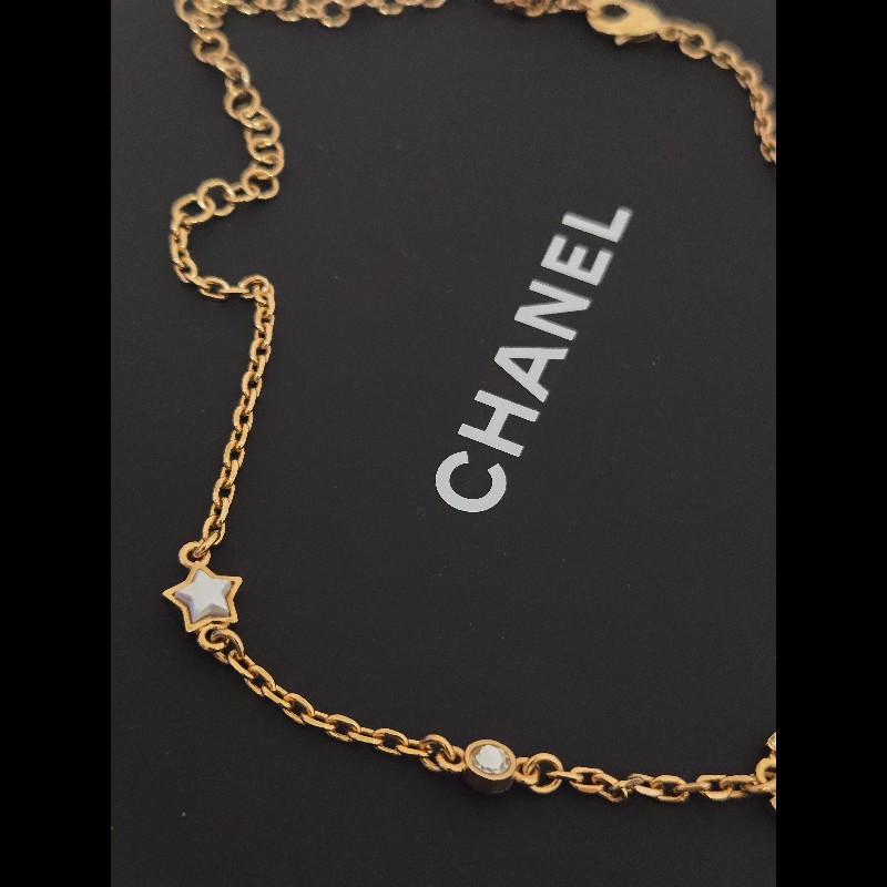 Chanel 香奈兒 經典雙C 滿鑽星星 垂墜晶鑽 鎖骨鍊 項鍊-7