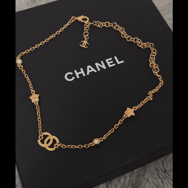 Chanel 香奈兒 經典雙C 滿鑽星星 垂墜晶鑽 鎖骨鍊 項鍊-9
