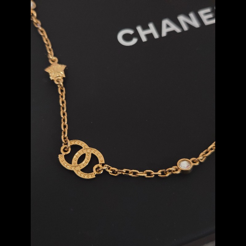 Chanel 香奈兒 經典雙C 滿鑽星星 垂墜晶鑽 鎖骨鍊 項鍊-16