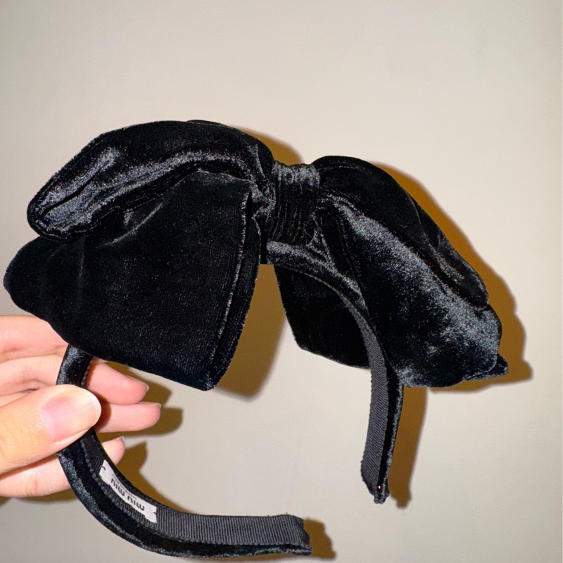 miumiu 黑色蝴蝶結髮箍-4