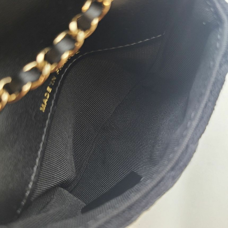 【包稅】CHANEL CC Logo 迷你鏈條腰包 黑金-9