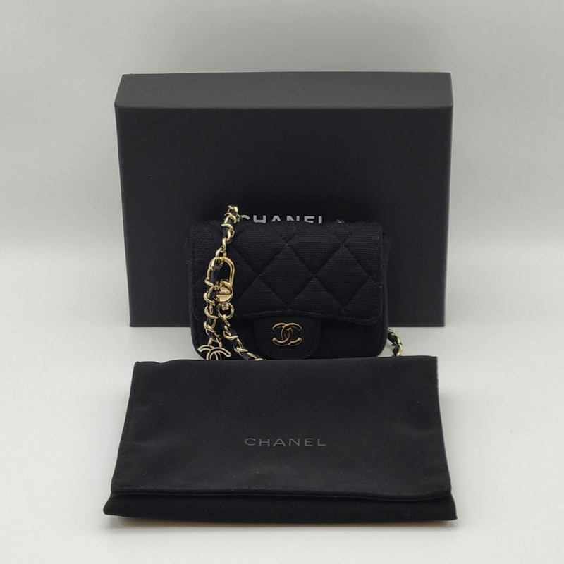 【包稅】CHANEL CC Logo 迷你鏈條腰包 黑金-10
