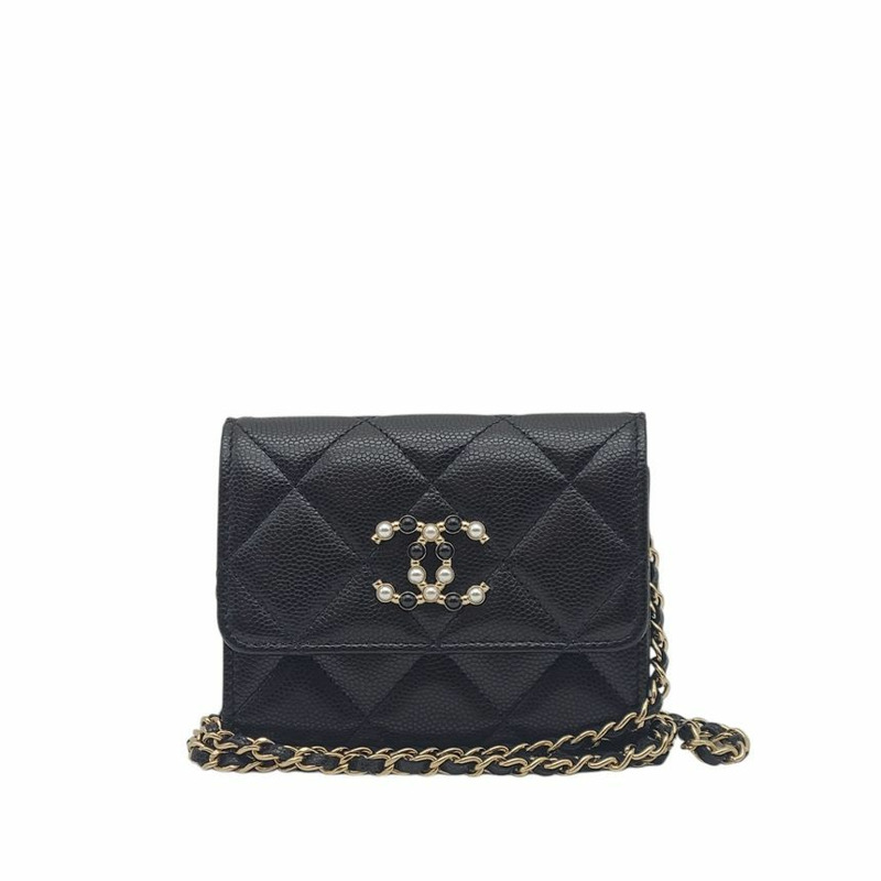 【包稅】CHANEL CC鑽石鏈條皮夾卡包斜背包-0