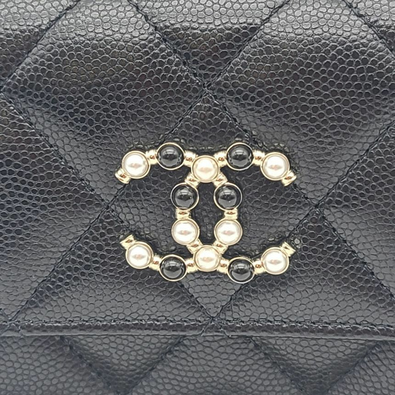 【包稅】CHANEL CC鑽石鏈條皮夾卡包斜背包-5