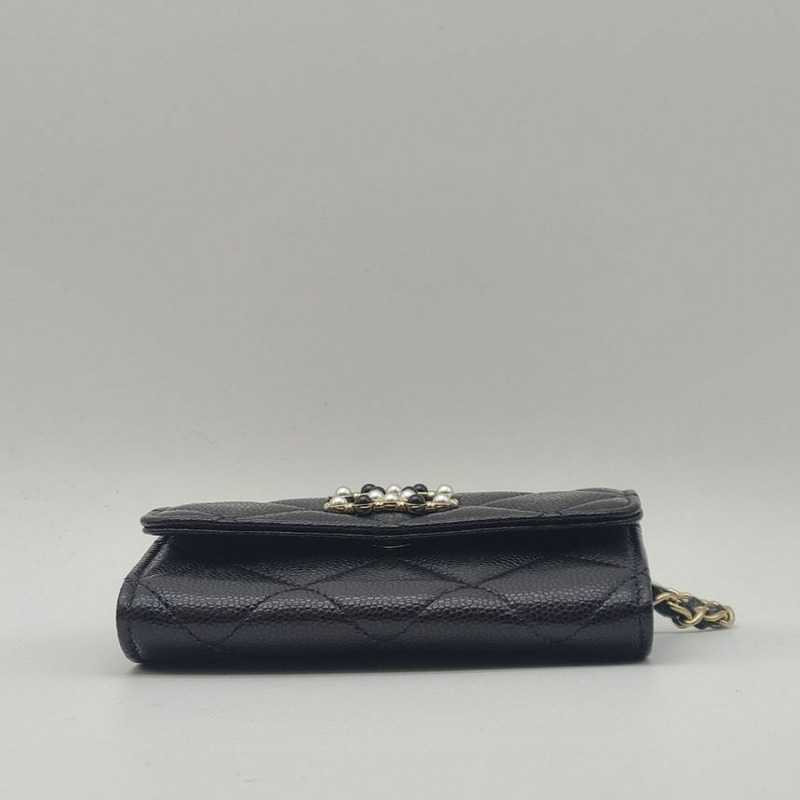 【包稅】CHANEL CC鑽石鏈條皮夾卡包斜背包-8