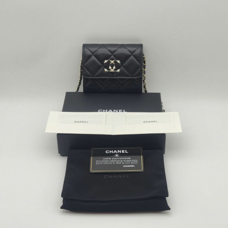 【包稅】CHANEL CC鑽石鏈條皮夾卡包斜背包-10