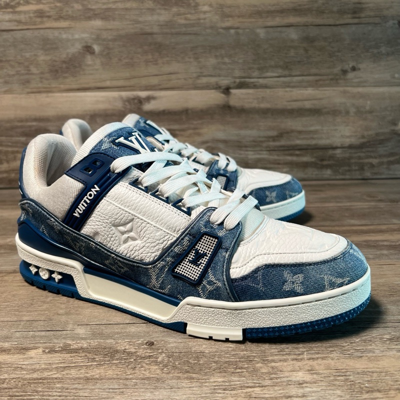 LV Trainer 牛仔布皮革 時尚板鞋 男女同款 牛仔藍白42.5 碼-1