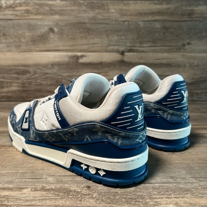 LV Trainer 牛仔布皮革 時尚板鞋 男女同款 牛仔藍白42.5 碼-3