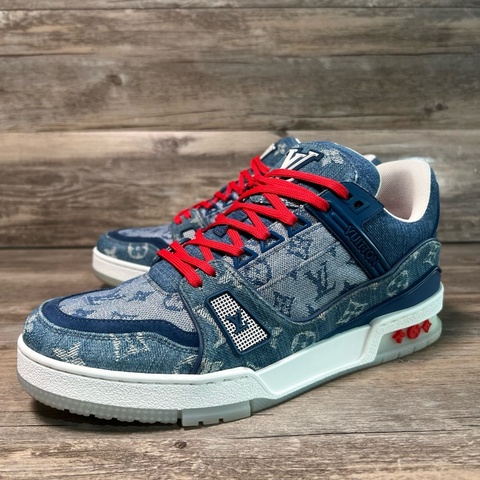 Louis Vuitton LV Trainer 藍牛仔 滿印 40碼 97新