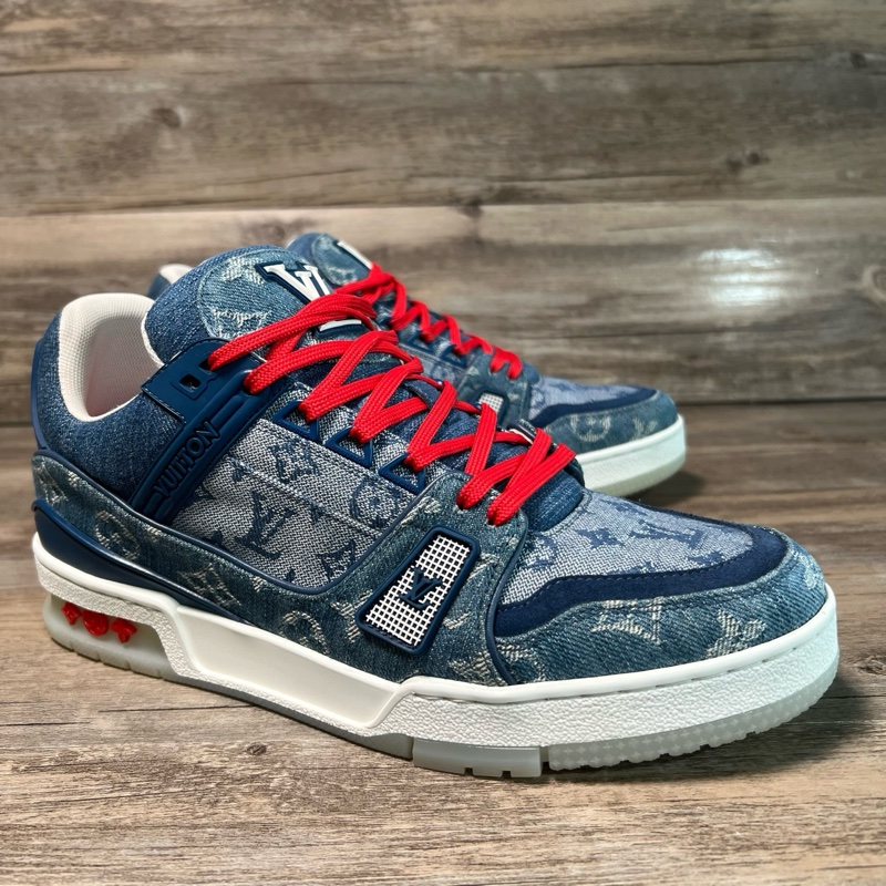 Louis Vuitton LV Trainer 藍牛仔 滿印 40碼 97新-1