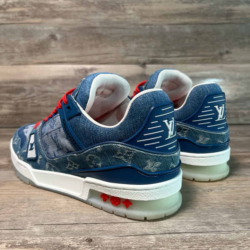 Louis Vuitton LV Trainer 藍牛仔 滿印 40碼 97新-3