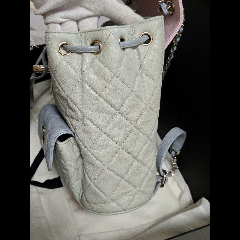 Chanel 香奈兒 Duma 夢幻馬卡龍拼色 菱格紋後背包-14