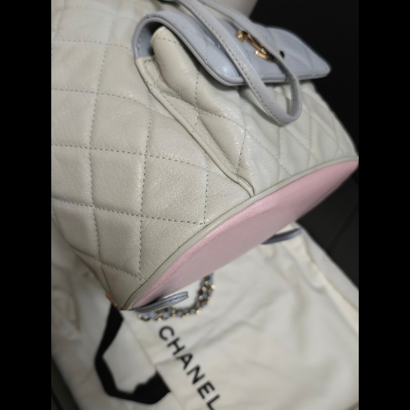 Chanel 香奈兒 Duma 夢幻馬卡龍拼色 菱格紋後背包-28