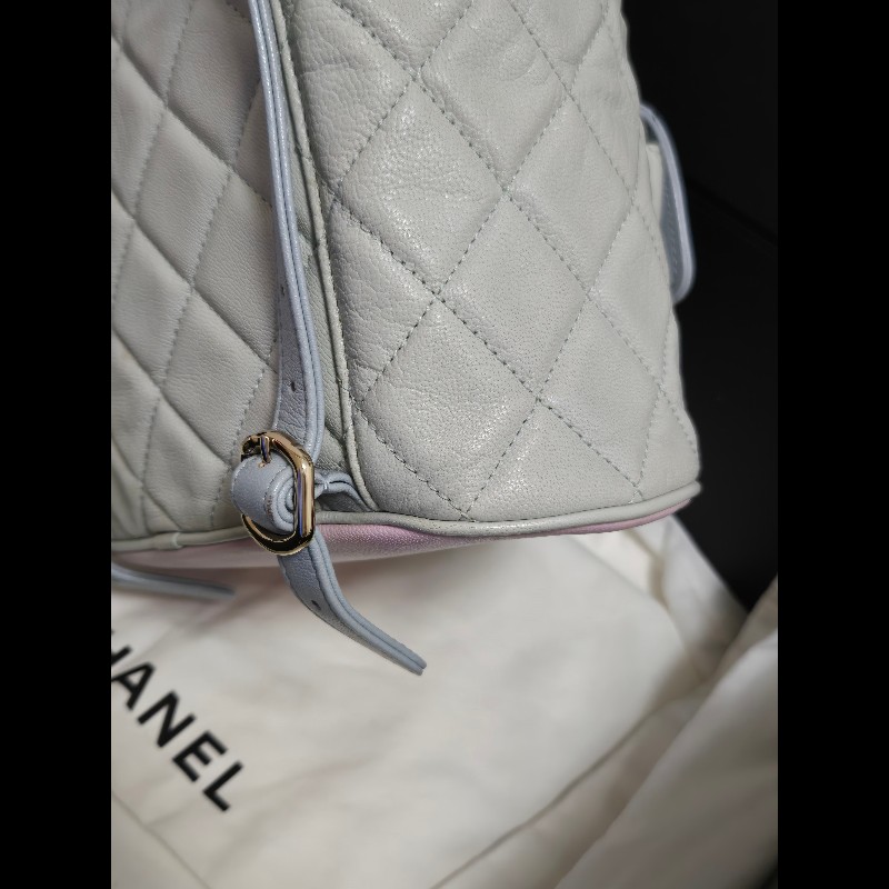 Chanel 香奈兒 Duma 夢幻馬卡龍拼色 菱格紋後背包-33